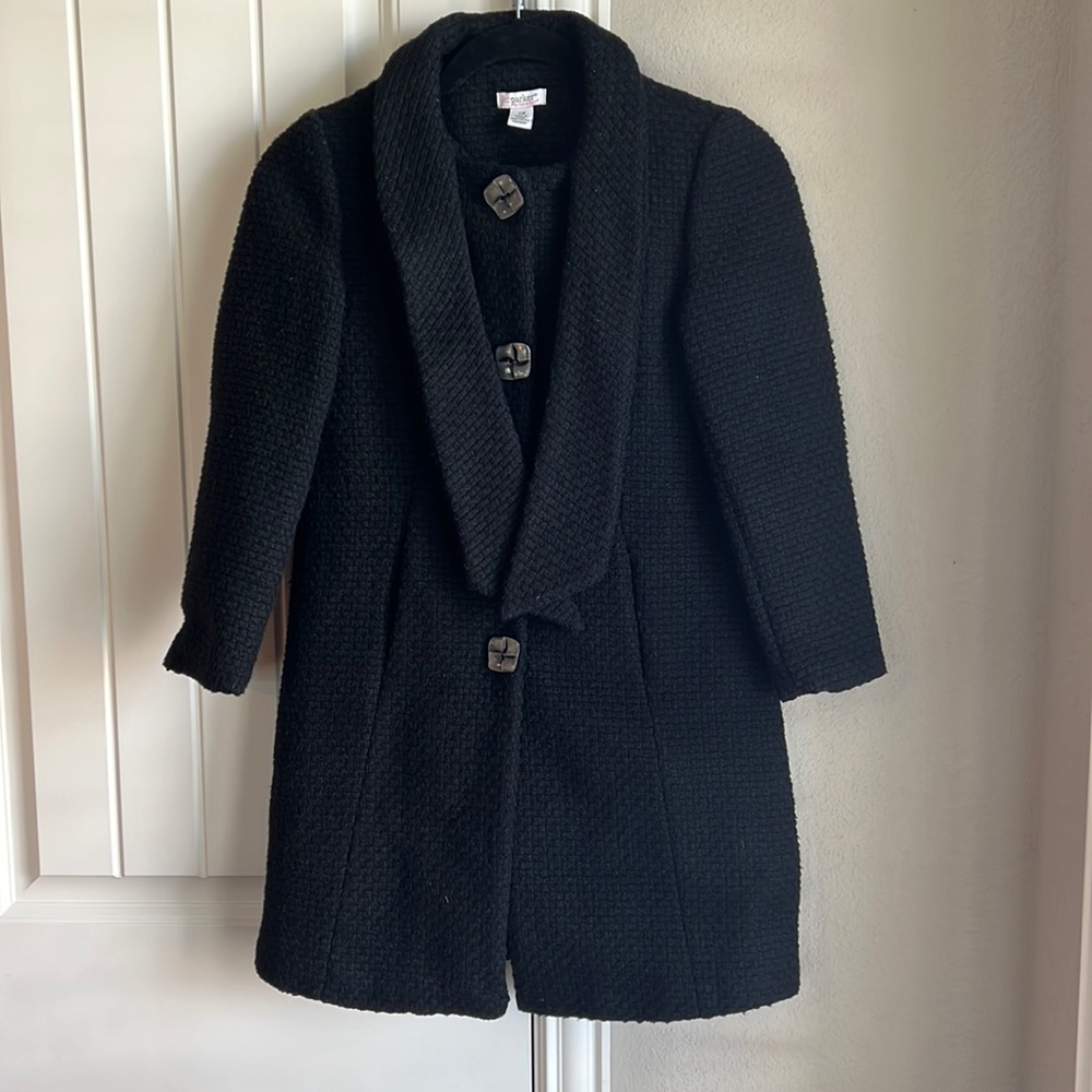 KC Parker, Girls long black pea coat, size 7/8